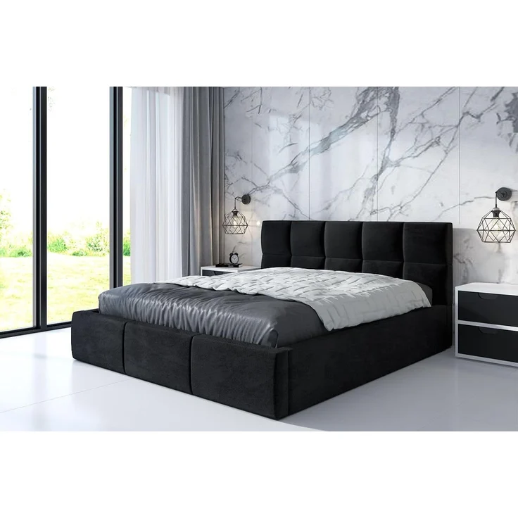 Polsterbett CARLOS-OM 160x200 mit Bettkasten und Lattenrost. Farbe: Schwarz 20 – Bild 1