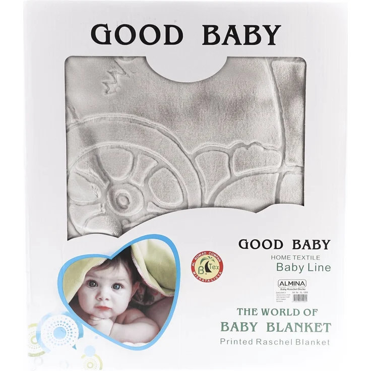 Kuschelige Babydecke 107x137 cm aus 100% Polyester Decke mit Bären und Blumen Grau – Bild 3