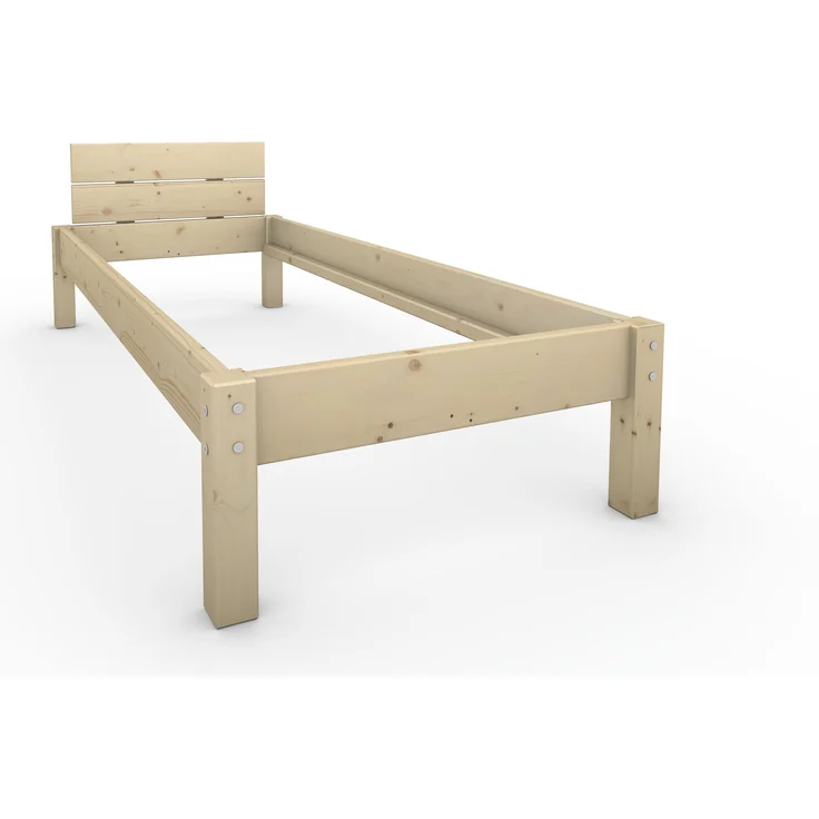 Pfostenbett Massivholzbett (Fichte) "Daybett" 80 x 200 cm 38 cm Holzbett 300kg – Bild 6