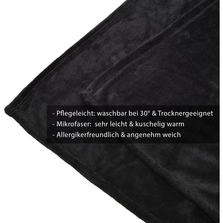 Wohndecke Aurelia Kuscheldecke Schwarz, 150x200 cm, Beautissu, Microfaser Fleecedecke als Tagesdecke oder Sofa Überwurf – Bild 3