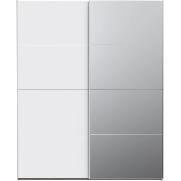 Schiebetürenschrank >SCHACH&MATT 2< in weiss / Spiegel - 170,3x210,5x61,2cm (BxHxT) – Bild 1