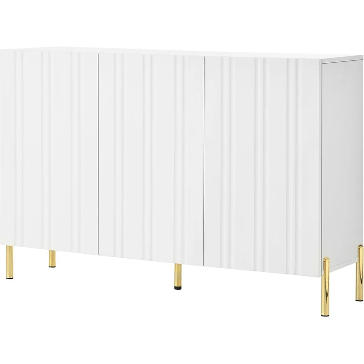 ZUBALIYA Schuhschrank 120 x 35,5 x 80 cm, mit 3 Türen, aus MDF / Spanplatte, Weiß – Bild 22
