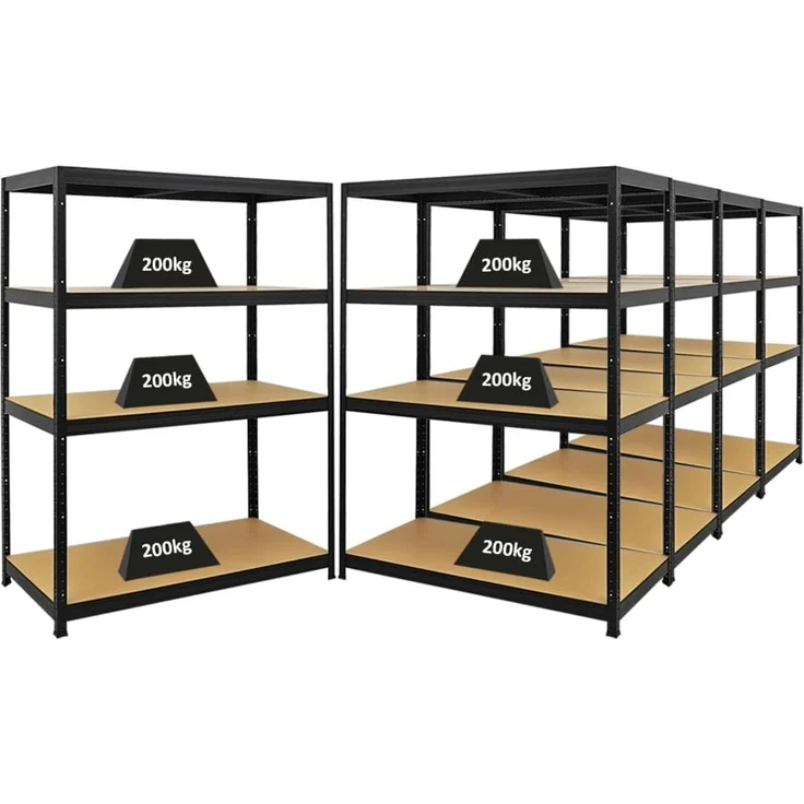 PROREGAL Mega Deal | 5X Schwerlastregal Big Elephant | HxBxT 160 x 120 x 60 cm | Fachlast 200kg | Schwarz | Kellerregal, Steckregal, Garagenregal, Lagerregal