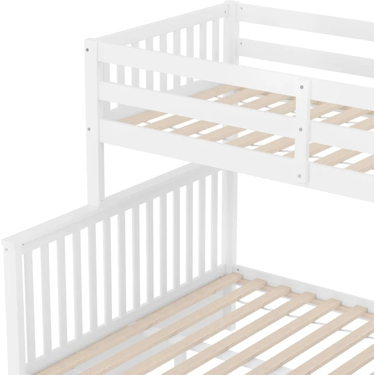 Etagenbett 90x200 & 140x200 cm, Kinderbett und Jugendbett, mit Schubladen und Stauraum, Kiefernholz, Weiß – Bild 9