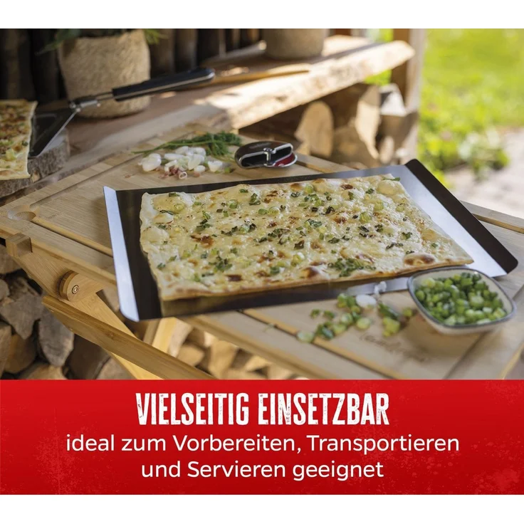 Grillfürst Aromaplanke Grillfürst Pizzablech Edelstahl, eckig, 40 cm x 30 cm – Bild 3