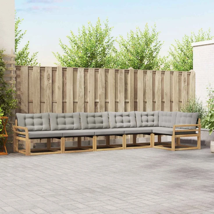 vidaXL Outdoor-Sofagarnitur 6 stk. Weiß und Hellgrau 3388733 – Bild 1