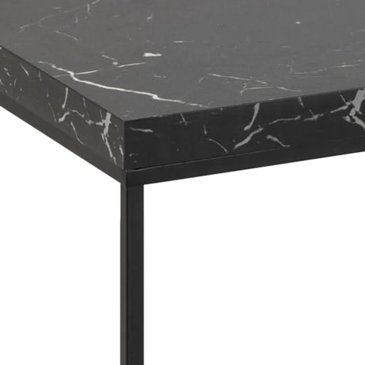 ACTONA GROUP Couchtisch Barossa Wohnzimmertisch, Sofatisch, Kaffeetisch, rechteckig, Steinoptik, schwarze Stahlbeine, Breite 110 cm – Bild 5