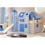 Rutschbett mit Turm "Kasper" 90x200 Kiefer massiv Natur