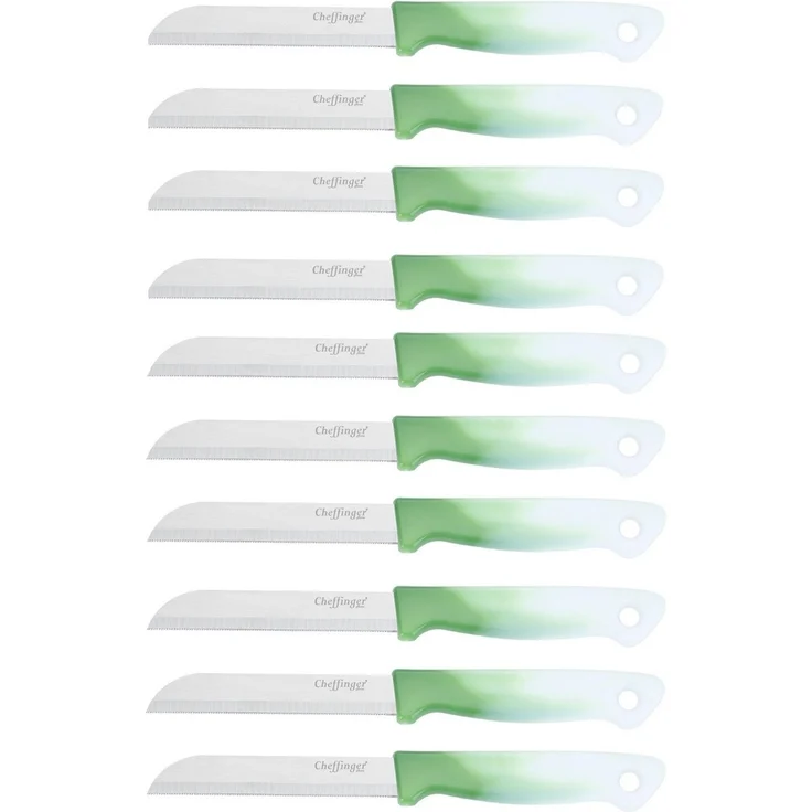 10 Stück Küchenmesser 18 cm mit ergonomischem Griff - vielseitig & pflegeleicht, Dunkelgrün – Bild 1