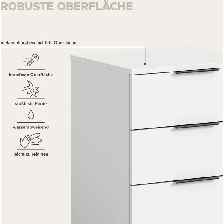 Nachtkommode (B/H/T: 45x60x40 cm) in weiß – Bild 7