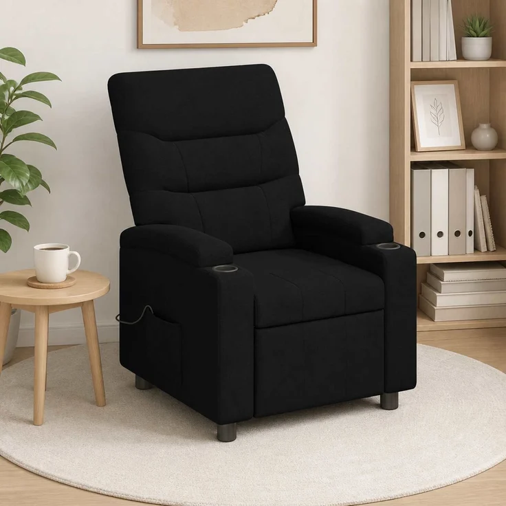 vidaXL Massagesessel mit Liegefunktion Schwarz 75 x 95 x 103 cm Stoff 42051212 – Bild 1