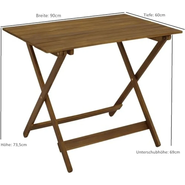 DEGAMO Gartentisch BAHIA 90x60cm, Akazie geölt, klappbar – Bild 2