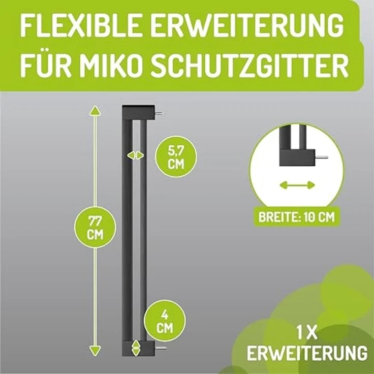 BOMI Verlängerung für Türschutzgitter Verbreiterung für Kinderschutzgitter Miko 10-50 cm Schwarz, Zubehör für Treppenschutzgitter zum Klemmen - Ohne Bohren – Bild 2