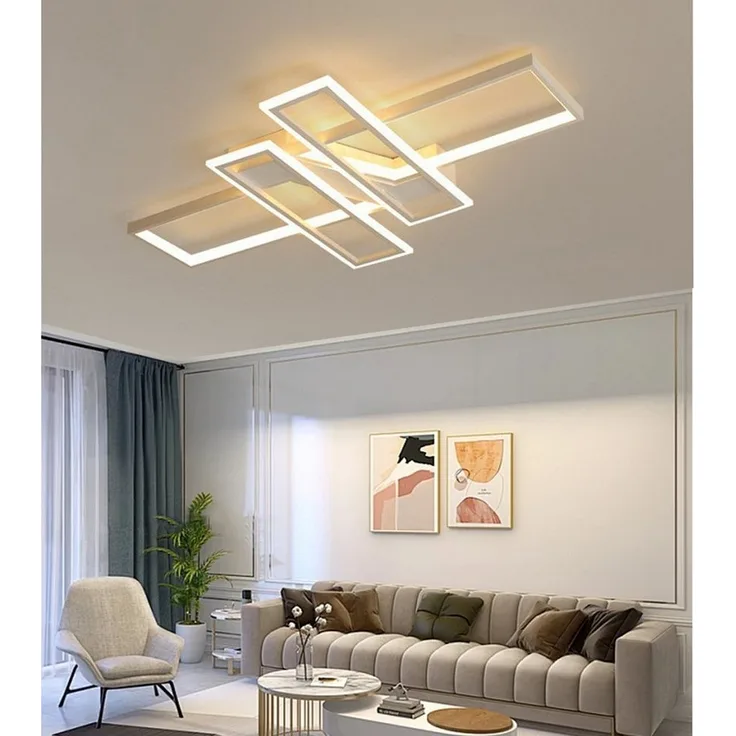 ibettertec Deckenleuchten LED Deckenlampe 94W Dimmbar mit Fernbedienung 3000-6500k, LED fest integriert, Hängeleuchte Wohnzimmer Schlafzimmer Arbeitszimmer, Dimmbar Hängeleuchte Aluminium, Kaltweiß, Warmweiß, Neutralweiß, Mit Fernbedienung Esszimmer De...