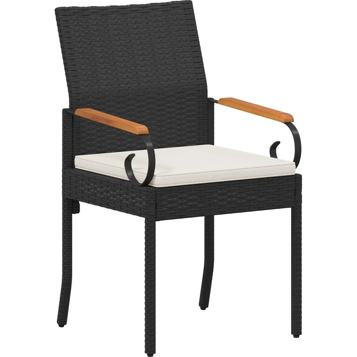 vidaXL Gartenstühle 4 Stk. Schwarz und Cremeweiß 42025885 – Bild 4