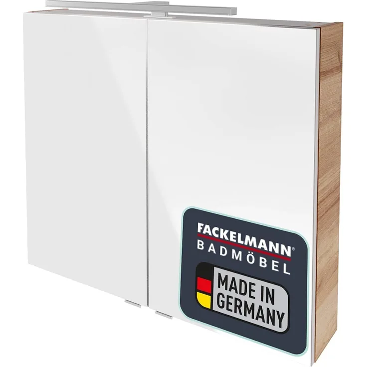Fackelmann B.BRILLANT LED-Spiegelschrank, 80 cm breit, Braun hell
