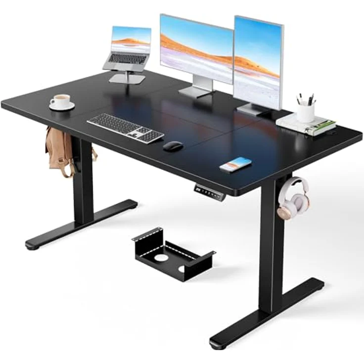 ErGear Höhenverstellbarer Schreibtisch-140x80 cm,100 KG Tragkraft Elektrischer Schreibtisch mit Fortgeschrittenem Bürstenlosem Motor, Leise Funktion, Robuster Metallrahmen, Vierteilige Tischplatte – Bild 2
