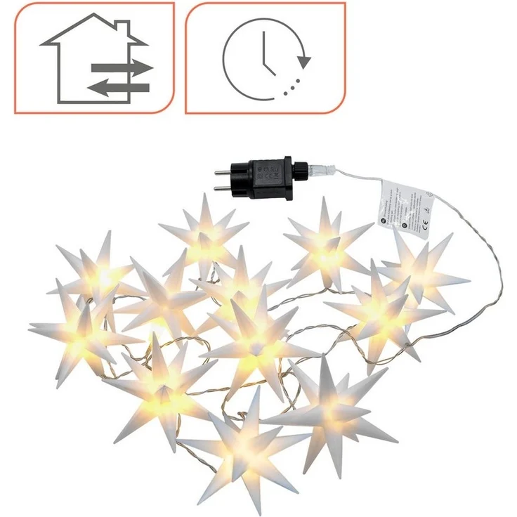 Spetebo LED-Girlande 3D Stern Lichterkette mit 12 LED Sternen (12 cm), 12-flammig, Lichterkette mit 12 beleuchteten Sternen – Bild 2