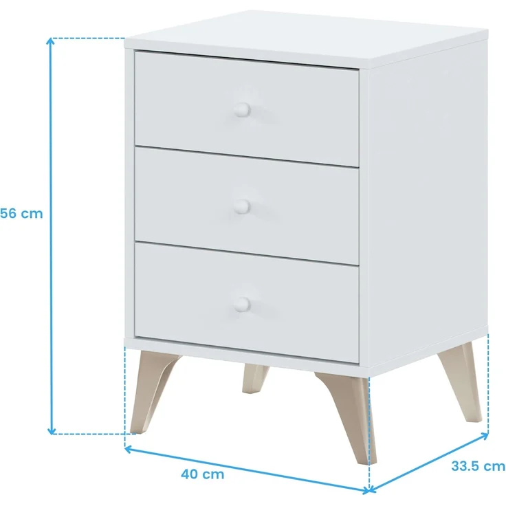 Habitdesign Nachttisch, Bürobuch, kostengünstiges Modell, mattweißes Finish, Maße: 38 cm (Breite) x 45 cm (Höhe) x 34 cm (Tiefe) – Bild 3