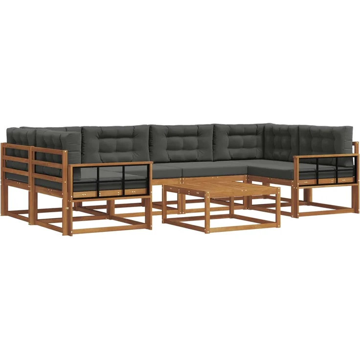 vidaXL Outdoor-Sofagarnitur mit Kissen 7 pcs Natur und Anthrazit 3367275 – Bild 2