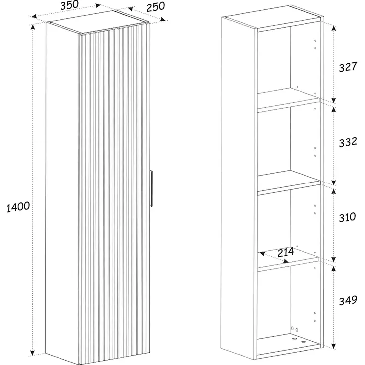 Vente-unique - MADELA Badezimmersäule und -regal Holz, Platte SchwarzBeige - B 25 cm x H 140 cm x L 35 cm – Bild 7