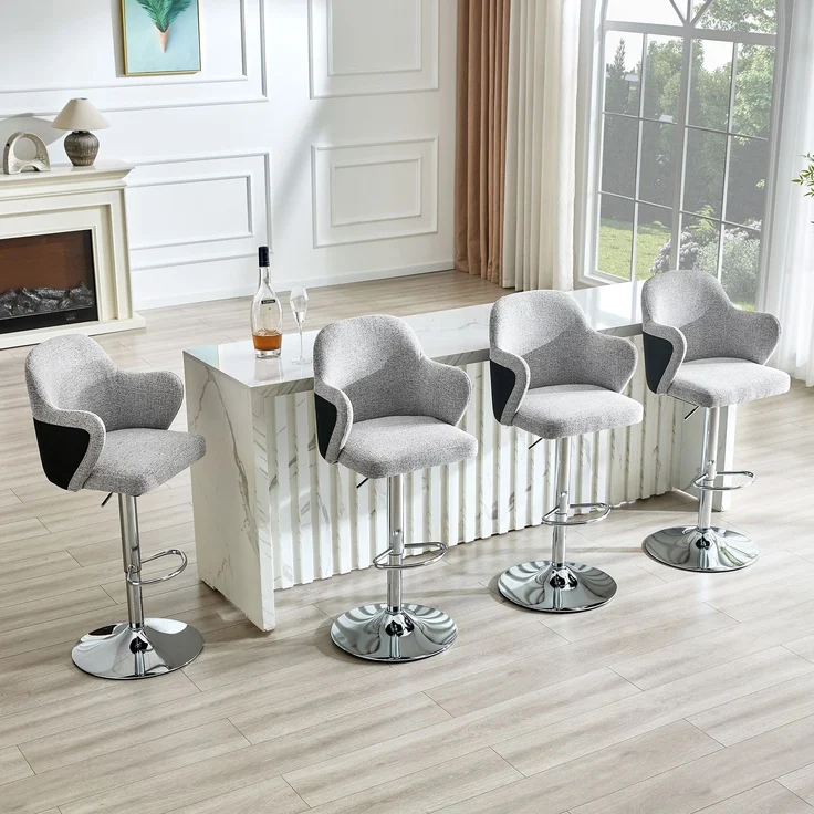 Barhocker-Set, 2 Stück, 118x45x37.6 cm, höhenverstellbar und 360° drehbar – Bild 3