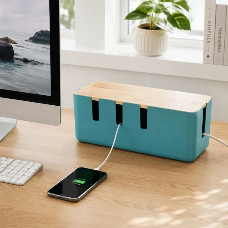 Relaxdays Kabelbox mit Holzdeckel – Bild 3
