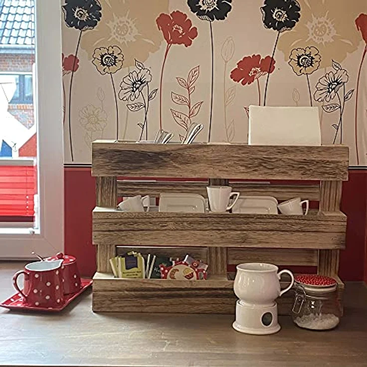 UNUS GARDEN Blumenkasten Paletten Pflanzkasten 3 Reihen (1 St, Abmessung (60 x 41 x 8,5 cm), Pflanzkasten Deko Pflanzgefäß Kräutergarten Wanddekoration aus Holz – Bild 5