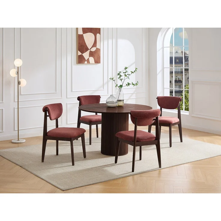 Vente-unique - 2er-Set Stühle aus Strukturstoff und Kautschukholz - Braun - GABIEL – Bild 2