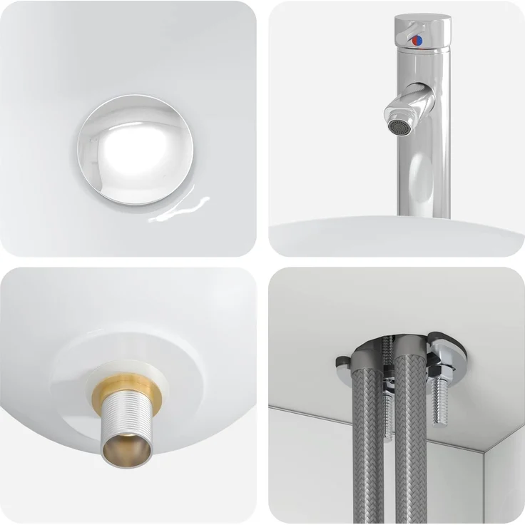 vidaXL Wandmontiertes Badezimmerschrank-Set 3 stk. Hochglanz Weiß 3405621 – Bild 10