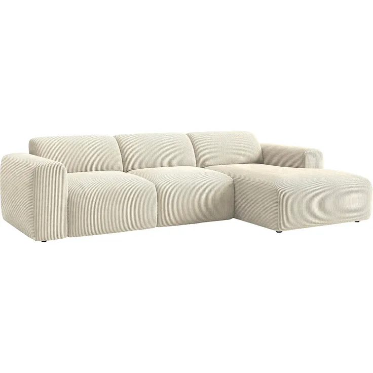 Vente-unique - POGNI Sofa SamtStoff Beige - B 166 cm x H 97 cm x L 287 cm – Bild 3