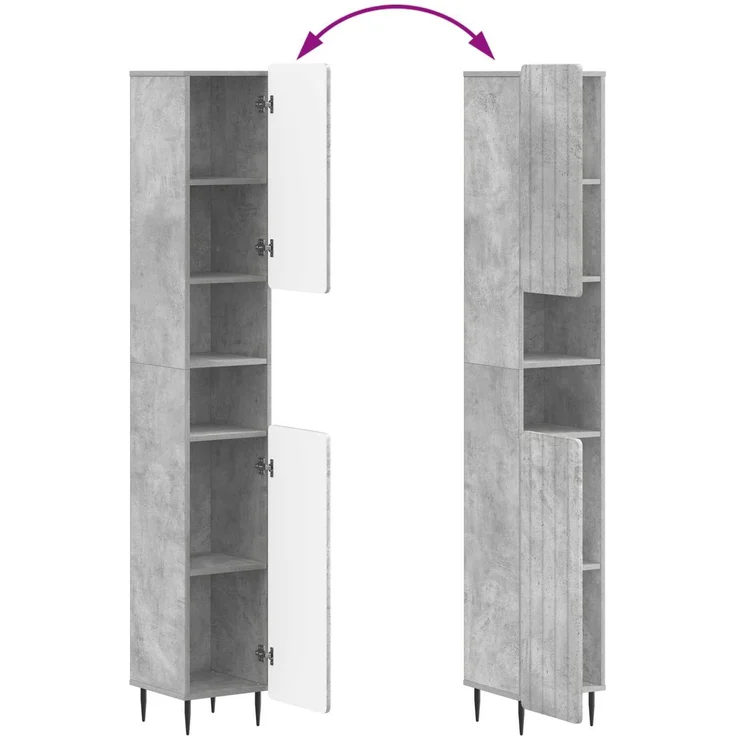 vidaXL 4-teiliges Badezimmer-Schrank-Set ZWOLLE Betongrau 3417921 – Bild 9