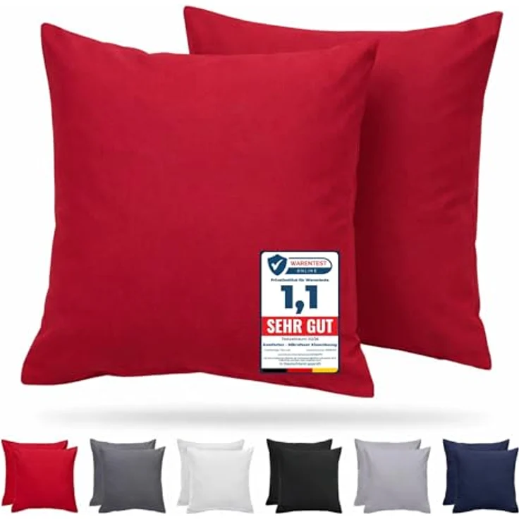Komfortec Kissenbezug 80x80 cm 2er Set aus Gebürstet Mikrofaser mit Reißverschluss, Atmungskativ und Weich – Rot – Bild 2