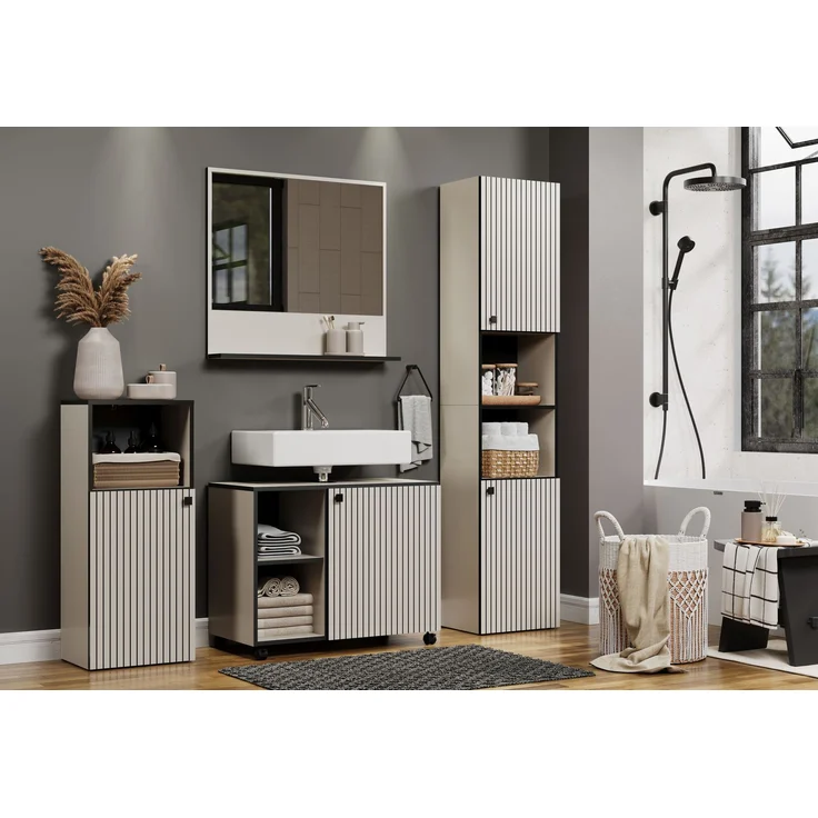 Badezimmer Hochschrank Bliss in grau 40 x 186 cm – Bild 5