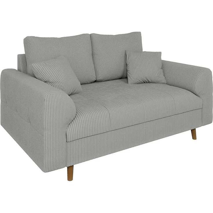 S-Style Möbel 2-Sitzer Sofa Zara mit Holzfüßen im skandinavischen Stil aus Cord-Stoff, mit Wellenfederung – Bild 2