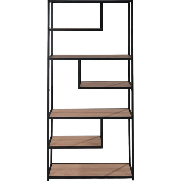 Regal Delia / 300.001753, Holzwerkstoff, Stahl, Schwarz, Holzfarben, 80 x 180 x 34 cm – Bild 9