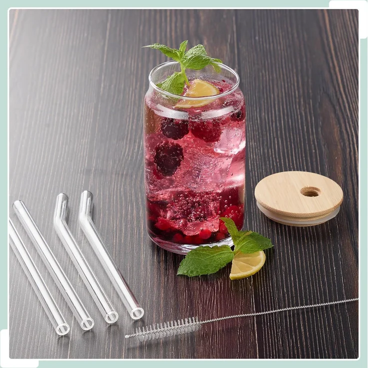 Relaxdays Trinkgläser mit Bambusdeckel 4er Set – Bild 7