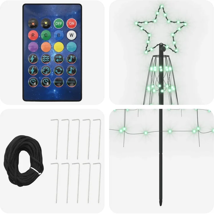 vidaXL LED-Weihnachtsbaum EKENAS 300 cm 390 LEDs Mehrfarbig Stahl 42050820 – Bild 4