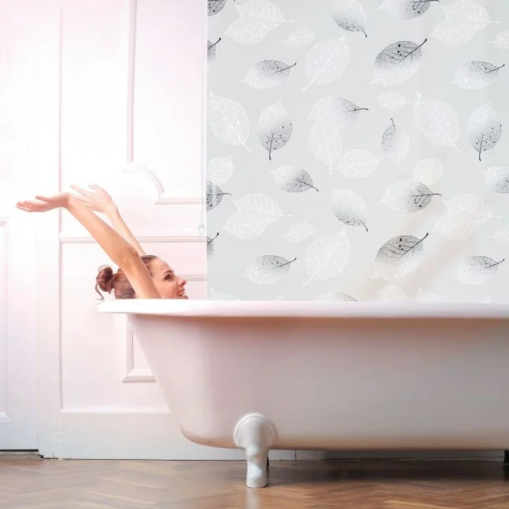 Relaxdays Duschrollo mit Blätter Design – Bild 2