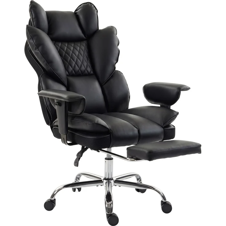 Wohnora-Chefsessel aus Kunstleder bis 180 kg, großer Bürostuhl mit Taschenfederkern und Liegefunktion, schwarz,H 1300cm x T 800cm x B 630cm – Bild 2
