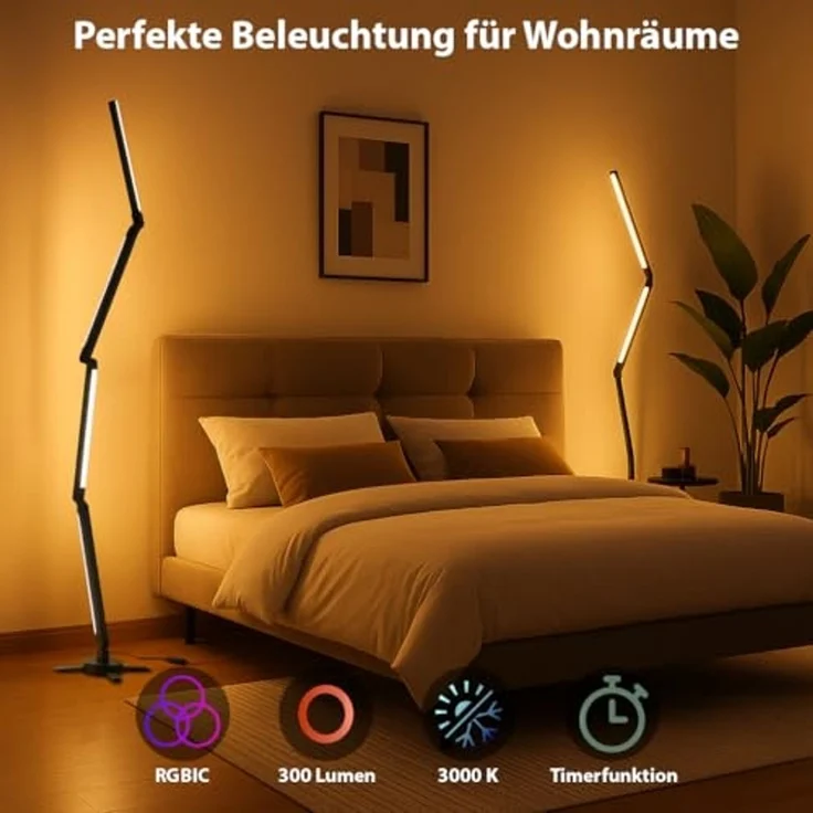 Northpoint LED Stehlampe RGB Faltbar Digitale LEDs 178cm hoch Wandleuchte Musik Timer – Bild 2