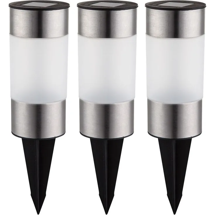 3er Set Solar-Steckleuchte, Edelstahl, H 23,5 cm