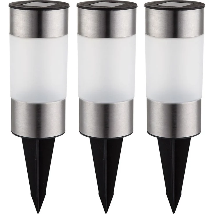 3er Set Solar-Steckleuchte, Edelstahl, H 23,5 cm – Bild 1