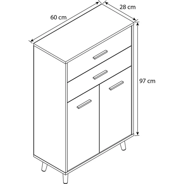 VCM Kommode & Sideboard Lindas 918177 Weiß / Honig-Eiche H. 97 x B. 60 x T. 28 cm – Bild 3