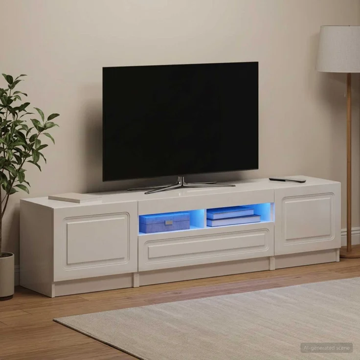 vidaXL LED-TV-Schrank UTRECHT 3 stk. Hochglanz Weiß Holzwerkstoff 3417006 – Bild 1