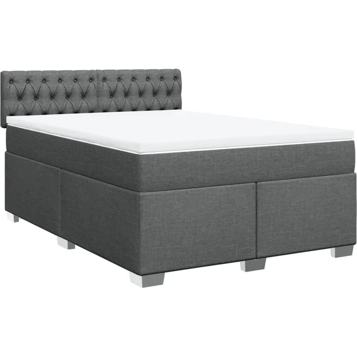 vidaXL Boxspringbett mit Matratze Dunkelgrau 140x200 cm Stoff 3285919 – Bild 2