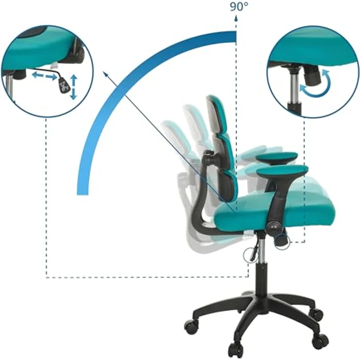 hjh OFFICE Kinderdrehstuhl Kid ERGOLINO B Drehstuhl mit ergonomischer Rückenlehne, Blau, 736433 – Bild 5