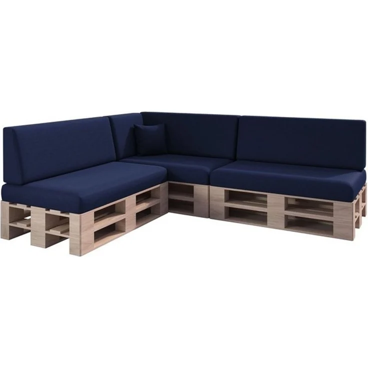 sunnypillow Palettenkissen mit abnehmbarem Bezug Kaltschaum Palettenauflage Palettenpolster Palettensofa Sitzkissen Rückenlehne Indoor Outdoor 8er Set 120x80 Blau – Bild 4