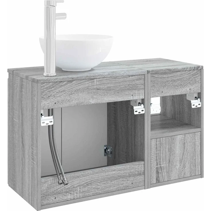 vidaXL Badezimmerschrank-Set 2 stk. Grau Sonoma 79,5 x 41 x 80 cm 3404040 – Bild 6