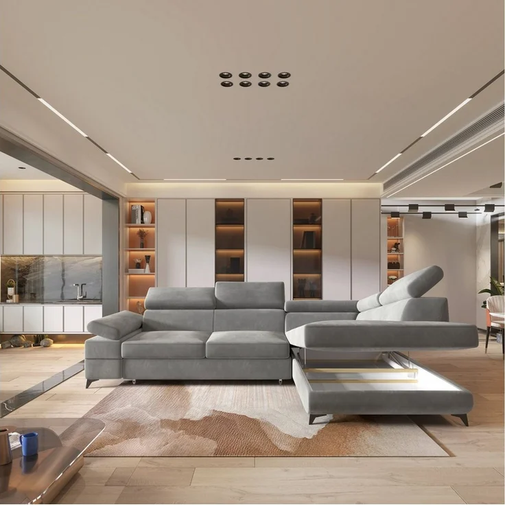 Masseno Ecksofa FAVIEN mit Schlaffunktion L-Form, Sofa mit Bettkasten – Bild 3